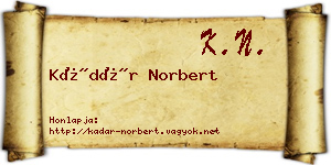 Kádár Norbert névjegykártya