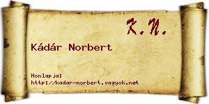 Kádár Norbert névjegykártya